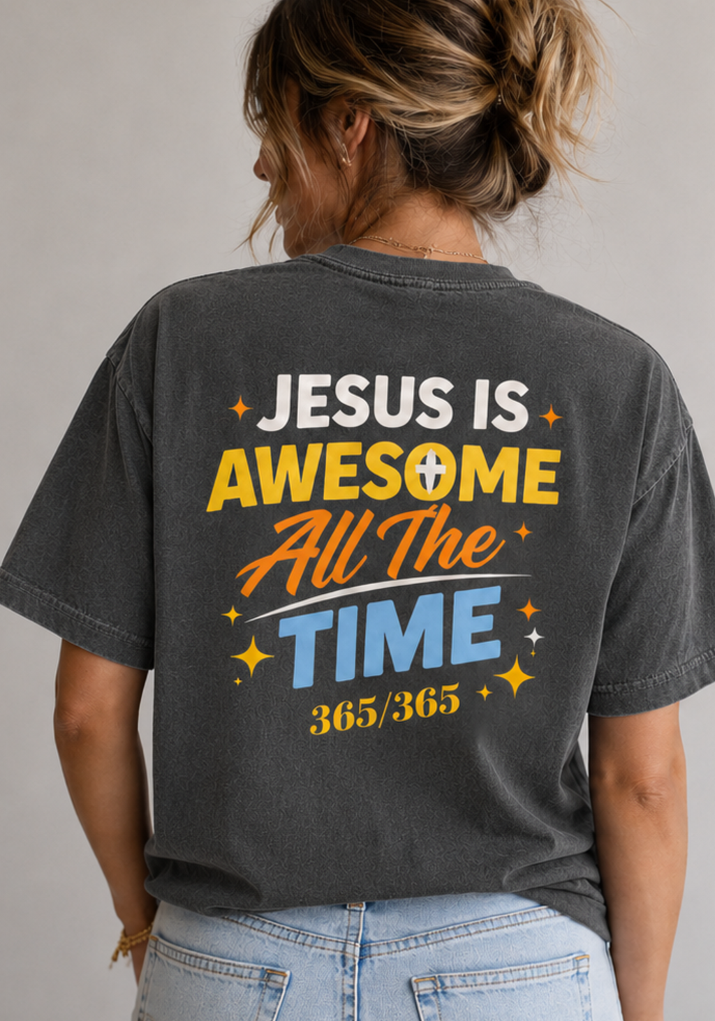 Jesus Is Awesome Christian Shirt, Comfort Colors Faith Tee, pepper color