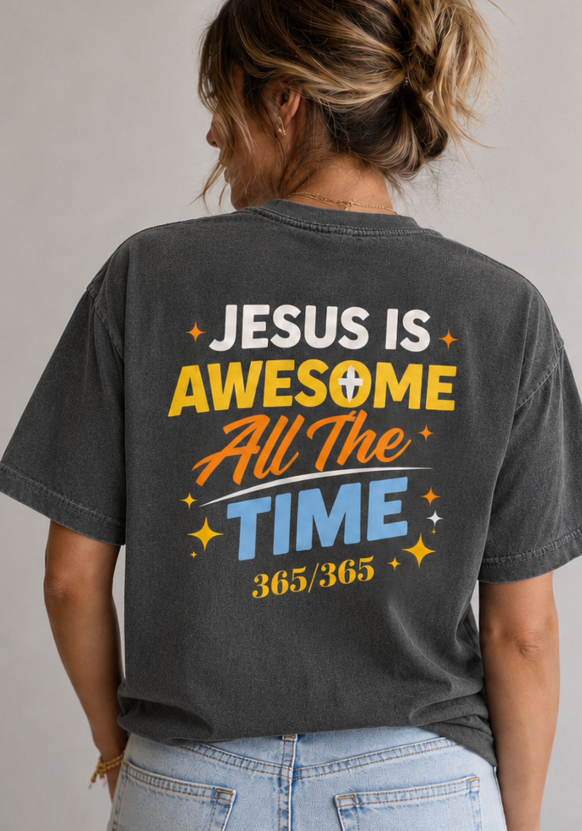 Jesus Is Awesome Christian Shirt, Comfort Colors Faith Tee, pepper color