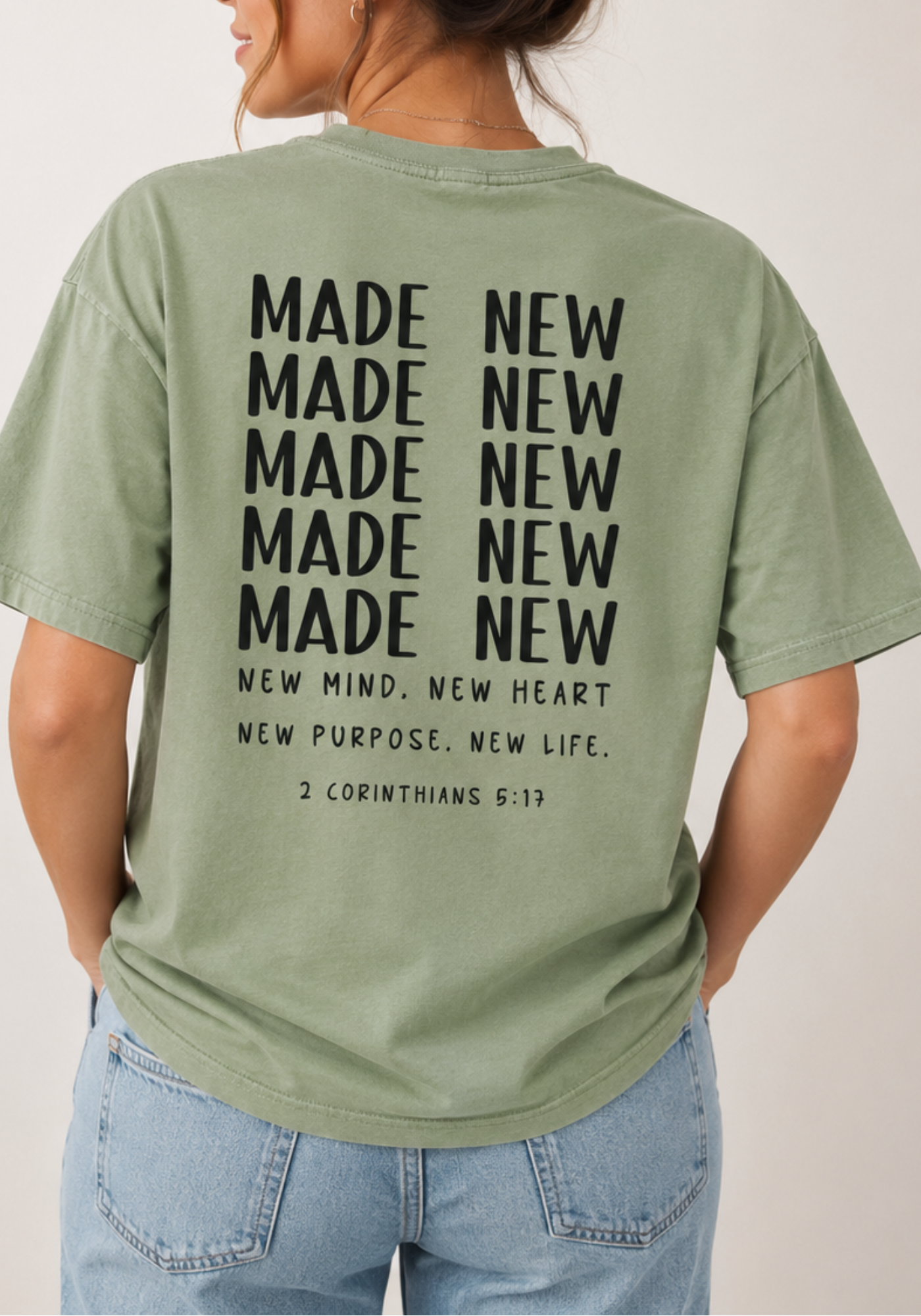 Made New Christian Comfort Colors T-Shirt, sage color