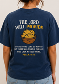 The Lord Will Provide – Psalm 34:10 Comfort Colors Tee, navy blue tshirt