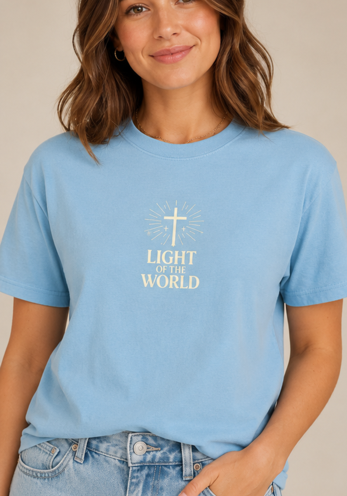 Light of the World Comfort Colors Tee, light blue color