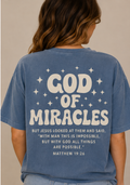 God of Miracles Comfort Colors Tee, blue jean color