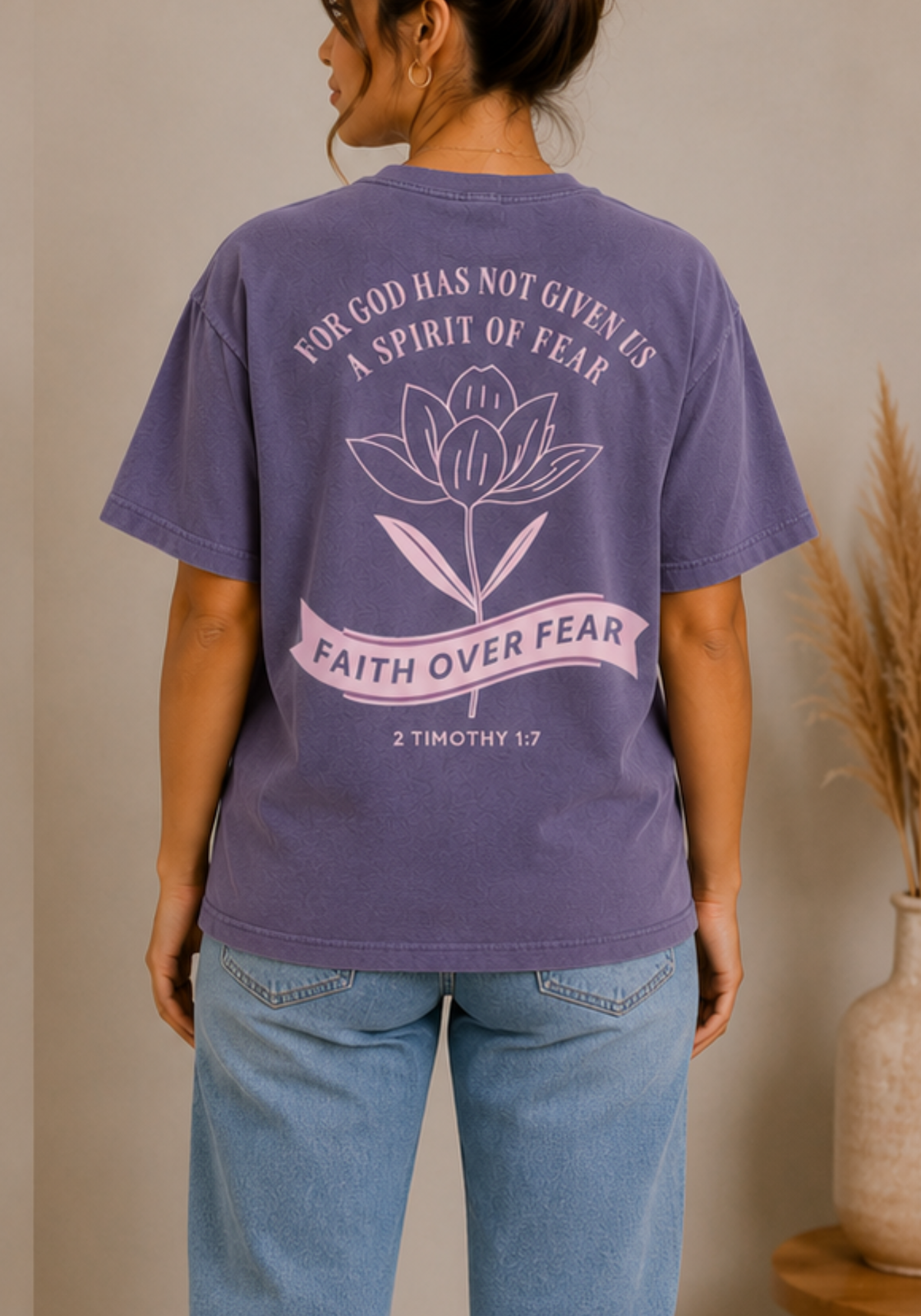 Faith Over Fear – Comfort Colors Christian T-Shirt for Women | 2 Timothy 1:7