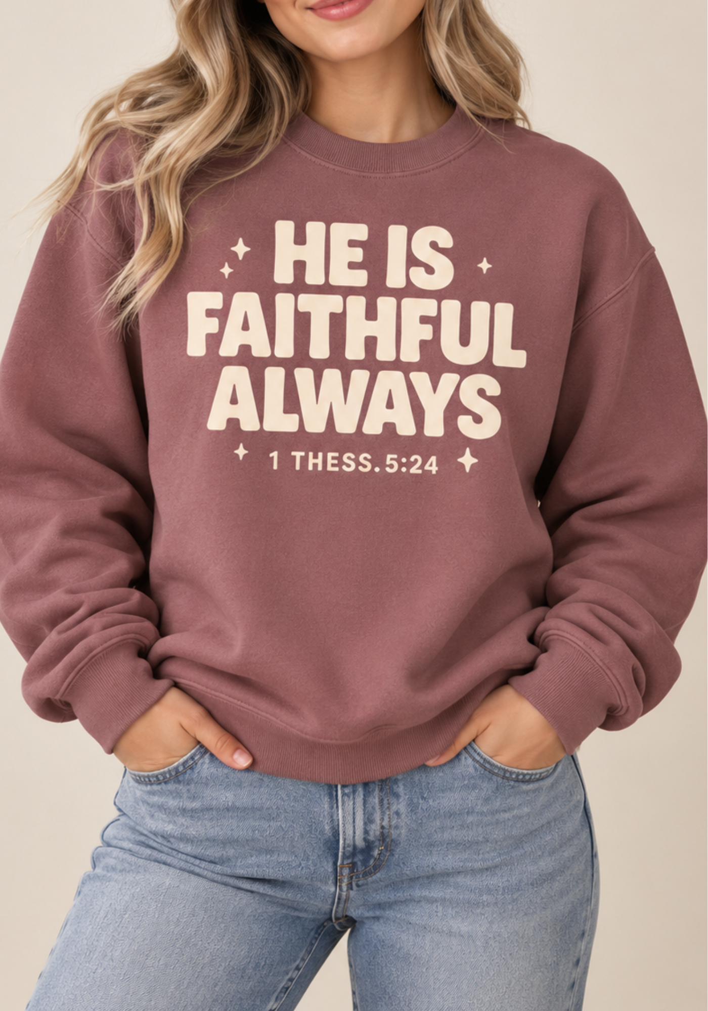 He Is Faithful Always – 1 Thessalonians 5:24 Gildan Crewneck Sweatshirt